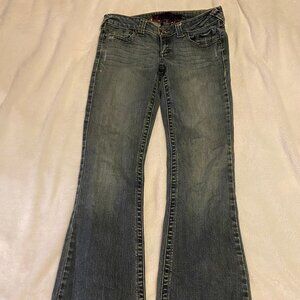Refuge Juniors Flare Jeans Size 7L Long Great looking Low Rise